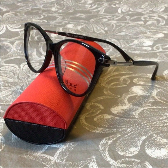 New Baus Exclusive Canadian Hand Made Black Classic Style Eyeglasses 54-16-142 - Picture 3 of 5